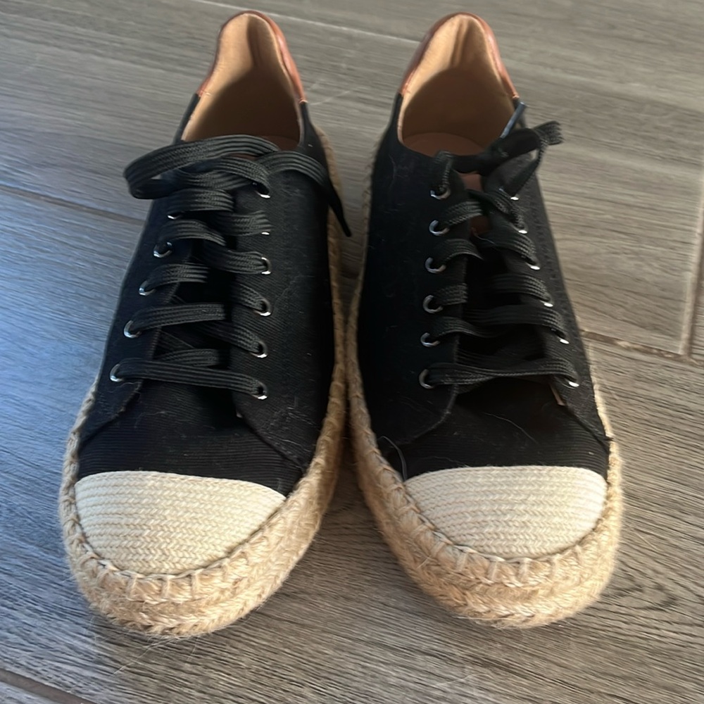 Paolo Black Canvas Espadrille-Style Sneakers with Natural Rope Trim